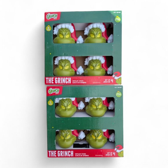 The Grinch Light Up Pathway Stakes (8 Count) With Santa Hat LED Christmas Decor - Picture 1 of 8